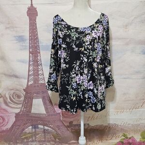 Floral Black Women's Top NWT